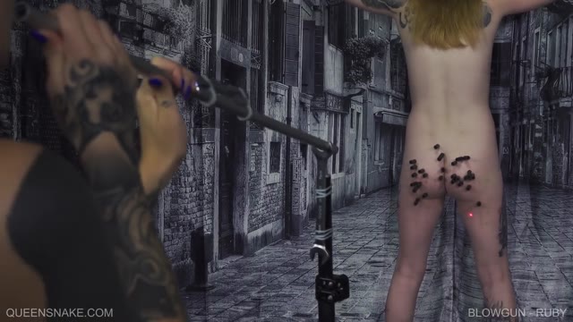 An inked domme with a blowgun what could possibly go wrong